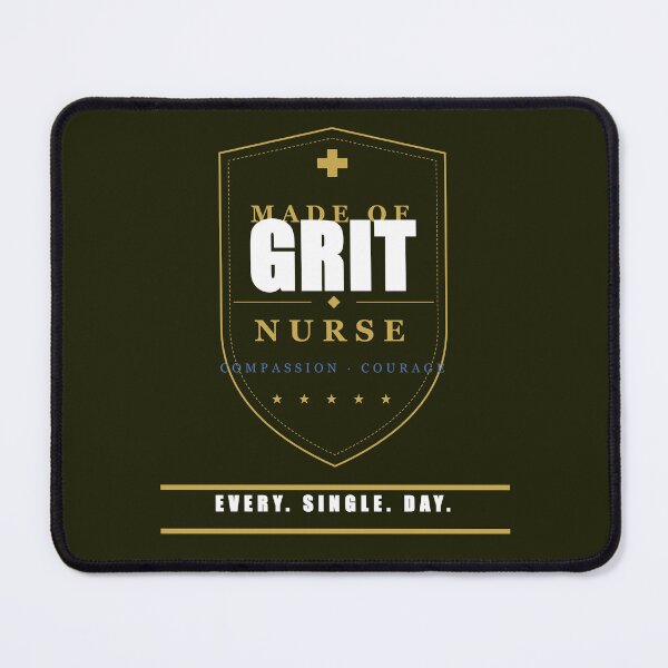 Item preview, Made Of Grit Nurse Pride Bold Shield Badge Navy Gold Graphic Tee designed and sold by Mega-Shopping.