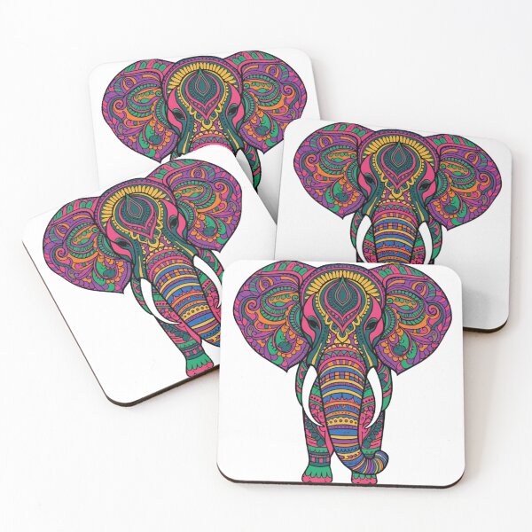 Item preview, Colorful Psychedelic Elephant Paisley Illustration designed and sold by QuirkyCloud Designs.