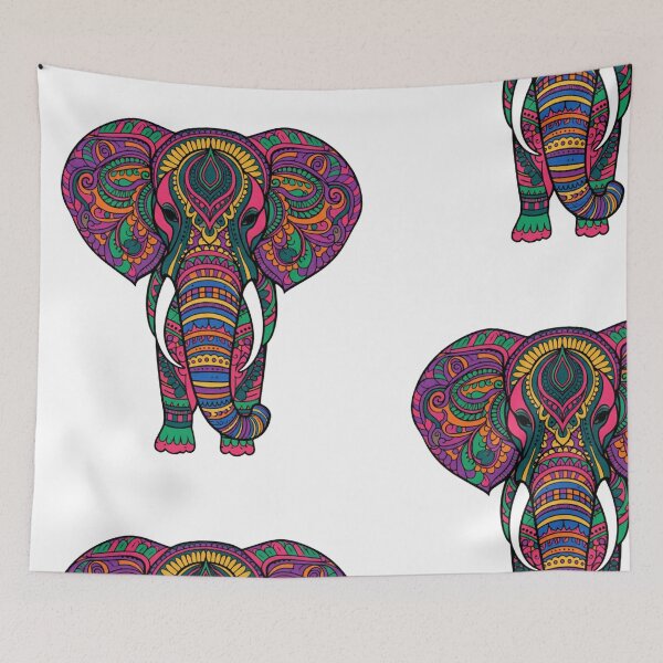 Item preview, Colorful Psychedelic Elephant Paisley Illustration designed and sold by QuirkyCloud Designs.