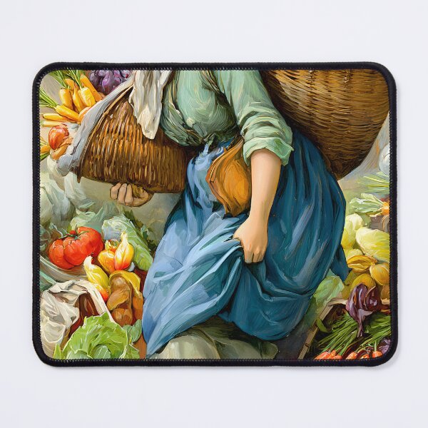 Item preview, Morning Market Scene with Fresh Produce and Woman designed and sold by Artessie.