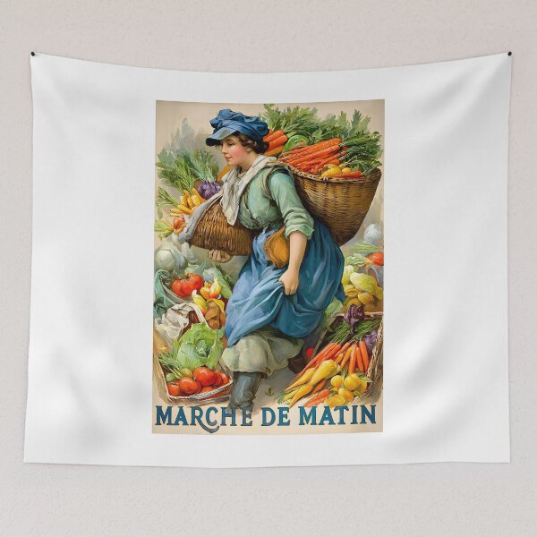 Item preview, Morning Market Scene with Fresh Produce and Woman designed and sold by Artessie.