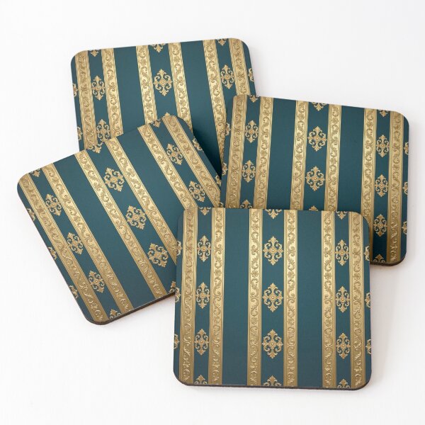 Item preview, Dark Teal & Antique Gold Striped Baroque designed and sold by DesignsByPrnces.