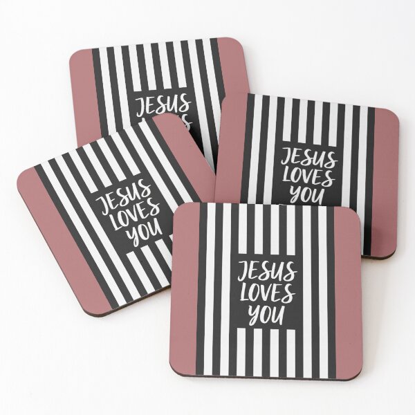 Item preview, Jesus Loves You | Bold Black White Striped Christian Wall Art designed and sold by Syrupulse.