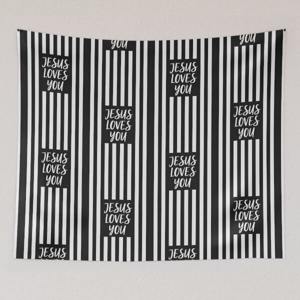 Item preview, Jesus Loves You | Bold Black White Striped Christian Wall Art designed and sold by Syrupulse.