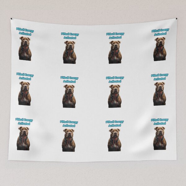 Item preview, Pitbull Energy Activated - Funny Realistic Dog Leash Walking Art designed and sold by My Pitbull Place.