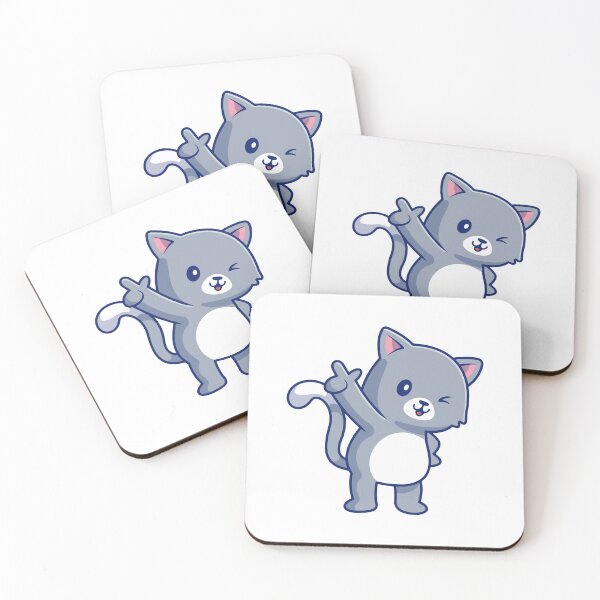 Item preview, Cute Winking Grey Cat Chibi Kitten Saying Hi designed and sold by ZhenKang   Xiong.