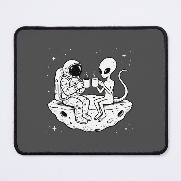 Item preview, Astronaut and Alien Having Coffee in Space – Cosmic Friendship designed and sold by TeyArtWork.