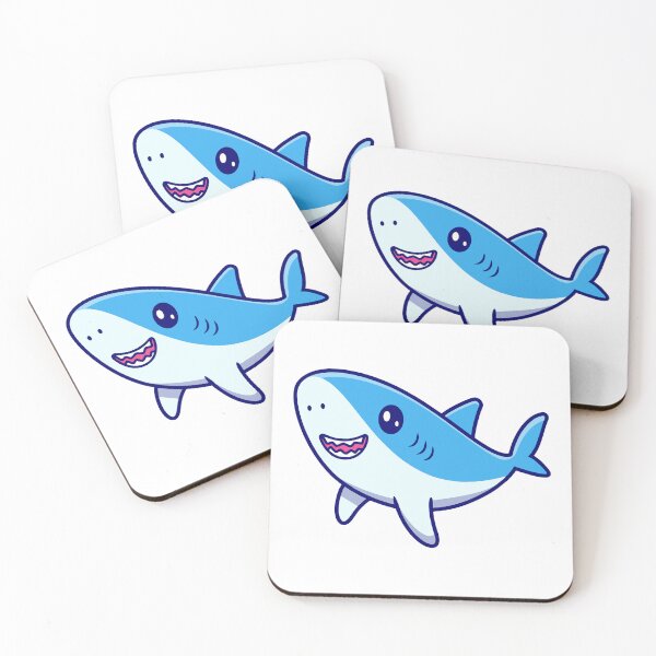 Item preview, Cute Happy Shark Ocean Animal Chibi Illustration designed and sold by ZhenKang   Xiong.