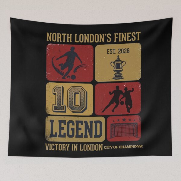 Item preview, ​North London's Finest 2026 Victory City of Champions Retro Grid Shirt - Number 10 Legend Football Apparel and Gifts designed and sold by Basma Designs | Retro, Kawaii Shirts & Stickers.