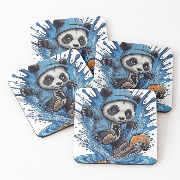 Item preview, Cute Panda Skateboard Splash Art | Kawaii Panda Skater Cartoon Design designed and sold by joyorashop.