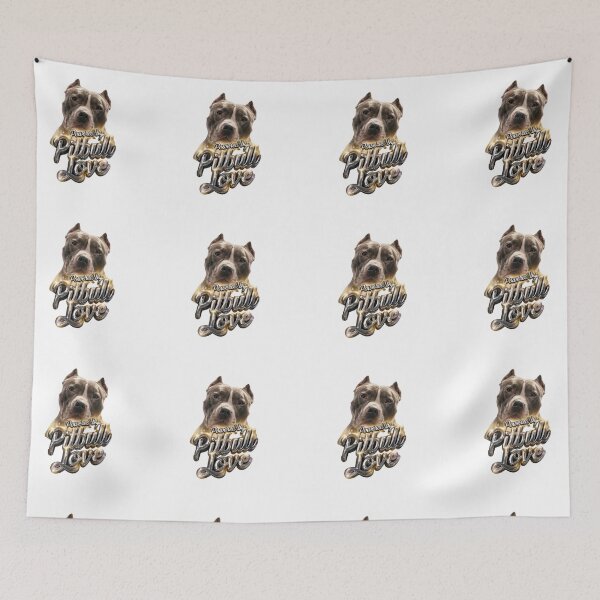 Item preview, Powered By Pitbull Love - 3D Liquid Chrome Gold Metallic Dog Art designed and sold by My Pitbull Place.