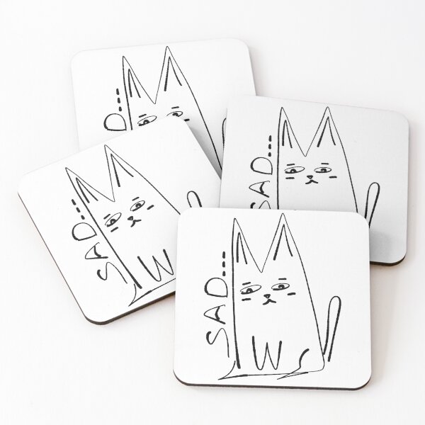Item preview, Sad Cat Minimal Doodle Art designed and sold by NayaChu.