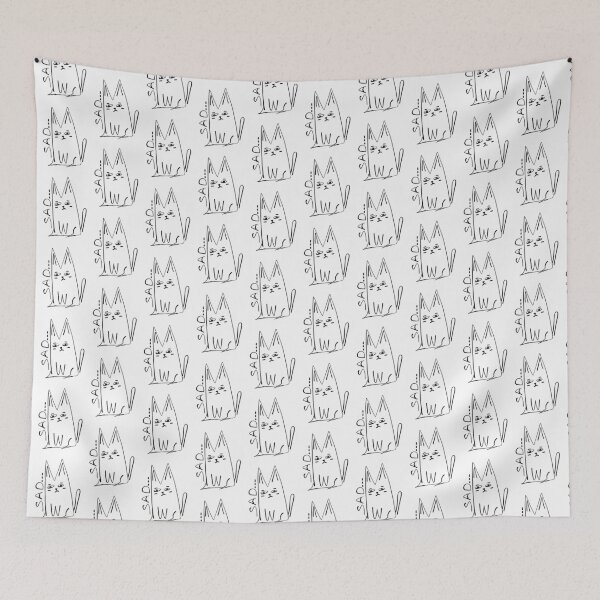Item preview, Sad Cat Minimal Doodle Art designed and sold by NayaChu.