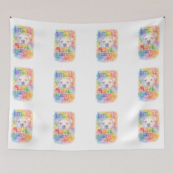 Item preview, Pitbull Love Forever - Rainbow Watercolor Splash White Line Art designed and sold by My Pitbull Place.