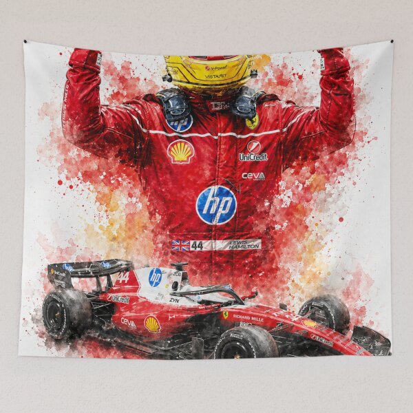 Item preview, Lewis Hamilton Ferrari F1 Poster, Formula 1 Wall Art Print, Watercolour Motorsport Racing Gift designed and sold by PicTechNowArt.