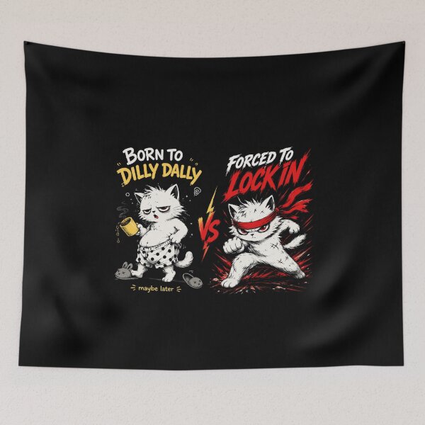 Item preview, Born To Dilly Dally Forced To Lock In Cat Meme Shirt designed and sold by VibeOffline Studio.
