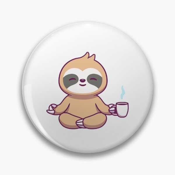 Item preview, Cute Meditating Sloth with Coffee Mug Cartoon designed and sold by ZhenKang   Xiong.