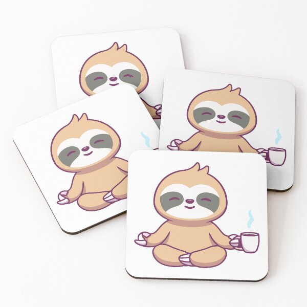 Item preview, Cute Meditating Sloth with Coffee Mug Cartoon designed and sold by ZhenKang   Xiong.