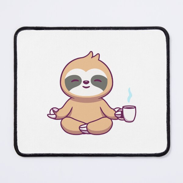 Item preview, Cute Meditating Sloth with Coffee Mug Cartoon designed and sold by ZhenKang Xiong.
