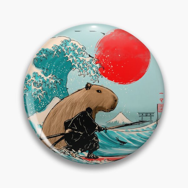 Item preview, Capybara Surfing Great wave off Japanese shirt designed and sold by KreativKulture.