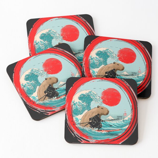 Item preview, Capybara Surfing Great wave off Japanese shirt designed and sold by KreativKulture.