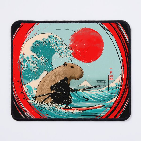 Item preview, Capybara Surfing Great wave off Japanese shirt designed and sold by KreativKulture.