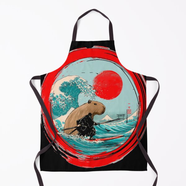 Item preview, Capybara Surfing Great wave off Japanese shirt designed and sold by KreativKulture.