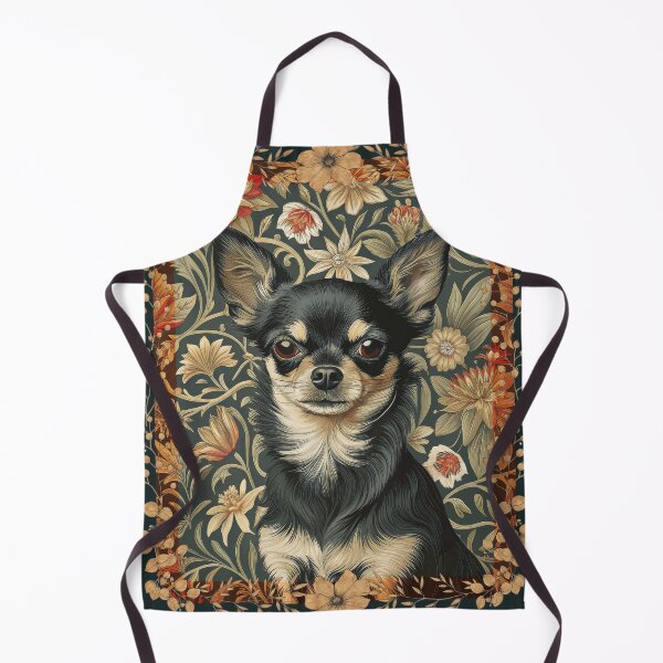 Item preview, Black Tan Chihuahua Vintage Floral Art Dog designed and sold by AntiqueImages.