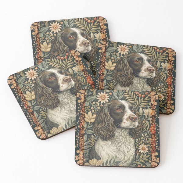 Item preview, English Springer Spaniel William Morris Floral Dog Art designed and sold by AntiqueImages.