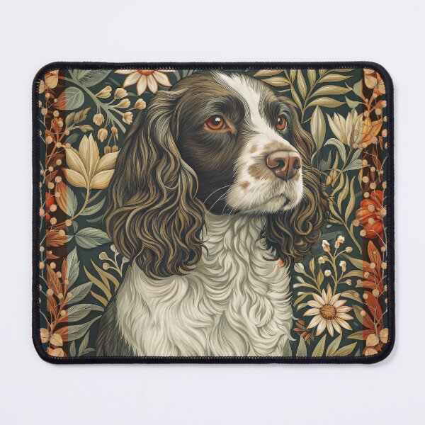 Item preview, English Springer Spaniel William Morris Floral Dog Art designed and sold by AntiqueImages.