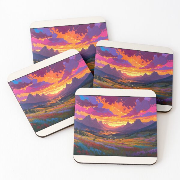 Item preview, Vibrant sunset mountain scene  designed and sold by Nexus Space.