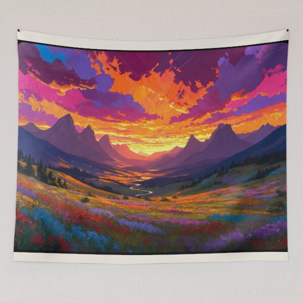 Item preview, Vibrant sunset mountain scene  designed and sold by Nexus Space.