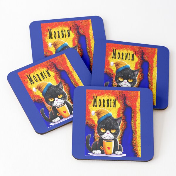 Item preview, Black cat with a cup of coffee  designed and sold by ParadoxParadox.