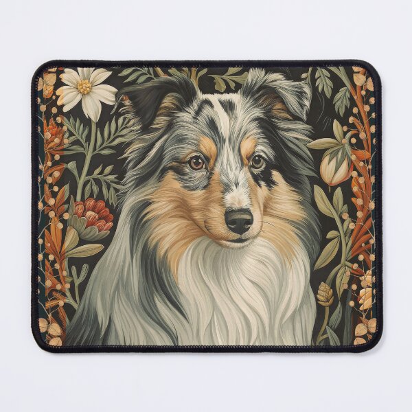 Item preview, Blue Merle Sheltie William Morris Floral Style designed and sold by AntiqueImages.
