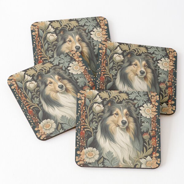Item preview, Shetland Sheepdog William Morris Floral Art designed and sold by AntiqueImages.