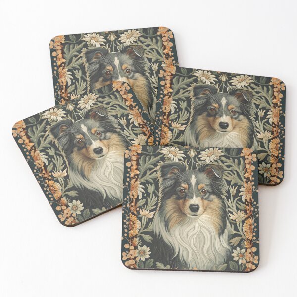 Item preview, Vintage Sheltie Dog William Morris Floral Art designed and sold by AntiqueImages.