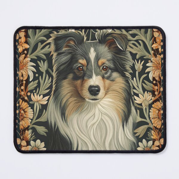 Item preview, Vintage Sheltie Dog William Morris Floral Art designed and sold by AntiqueImages.