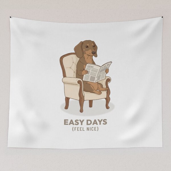 Item preview, Cozy Dachshund Reading Newspaper Vintage Illustration designed and sold by Cozy Vintage Animal.