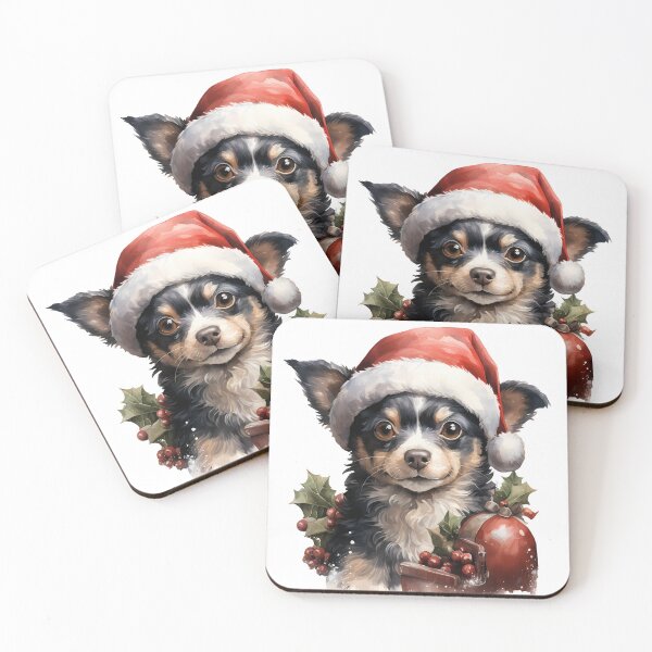 Item preview, Adorable Chihuahua in Santa Hat With Holly designed and sold by AuroraPublishing.