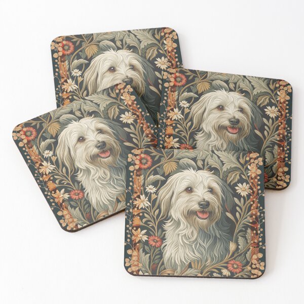 Item preview, Tibetan Terrier or Beardie Vintage Floral designed and sold by AntiqueImages.