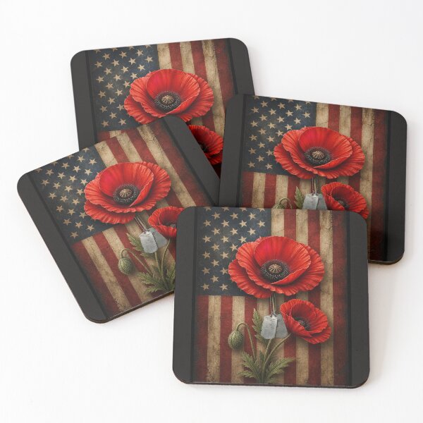Item preview, Red Poppy & Dog Tags America 250 Memorial Veterans Remembrance designed and sold by tamdevo1.