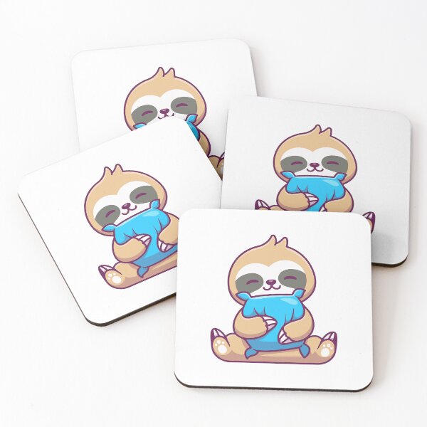 Item preview, Cute Sloth Hugging Blue Pillow Cartoon designed and sold by Zhi   Deng.