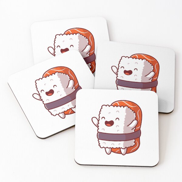 Item preview, Happy Kawaii Salmon Nigiri Sushi Cartoon designed and sold by Zhi   Deng.
