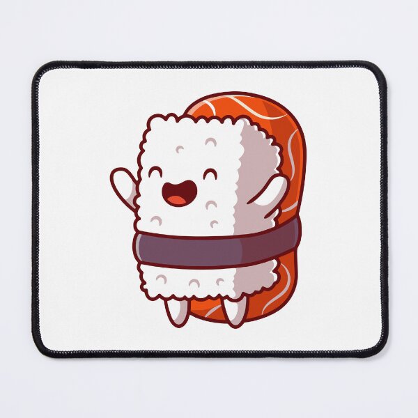 Item preview, Happy Kawaii Salmon Nigiri Sushi Cartoon designed and sold by Zhi Deng.