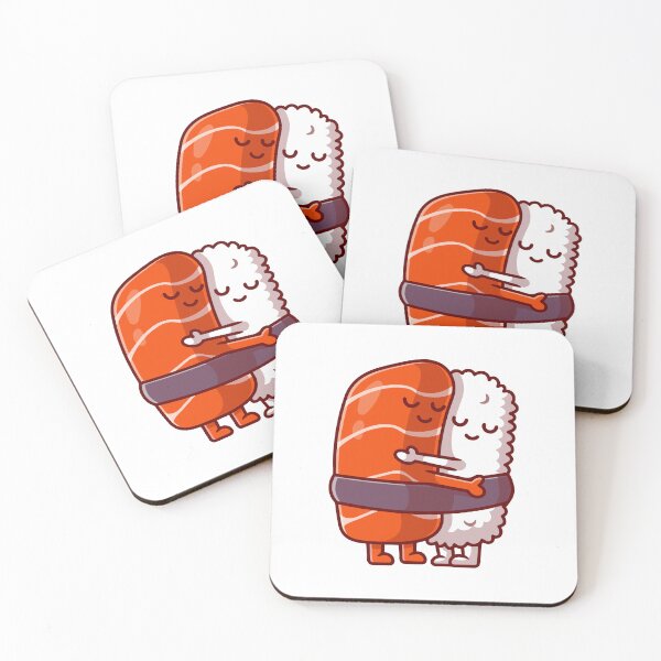 Item preview, Cute Salmon and Rice Sushi Hugging Cartoon designed and sold by Zhi   Deng.