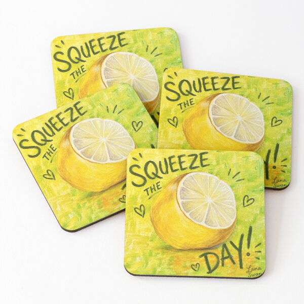 Item preview, SQUEEZE THE DAY | Bright Lemon Design | Funny Summer Citrus Art designed and sold by BlueberrySwan.
