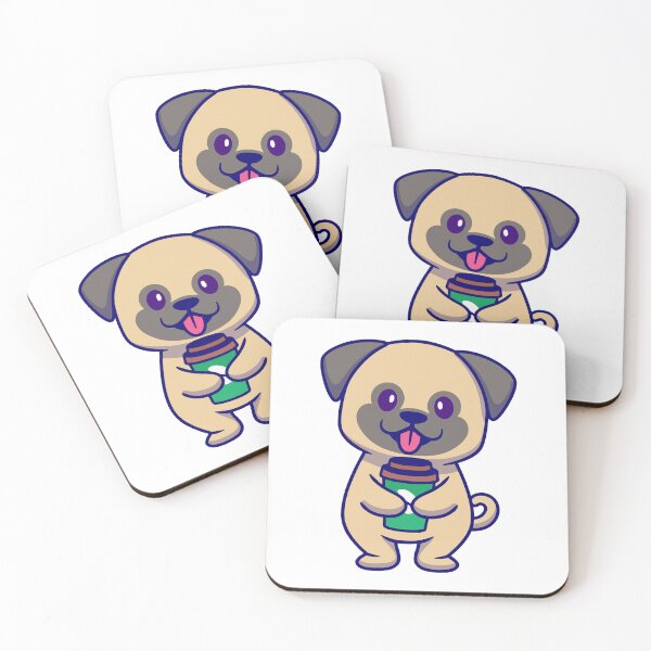 Item preview, Cute Pug Dog Holding Coffee Cup designed and sold by Zhi   Deng.