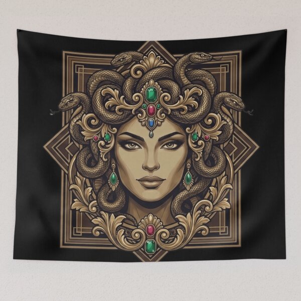 Item preview, Vintage Medusa Greek Mythology Gorgon Serpent Portrait designed and sold by ZENVIRART.