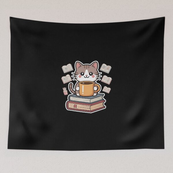 Item preview, The Study Cat – Cozy Coffee Books Sticker designed and sold by AbanoubStore.