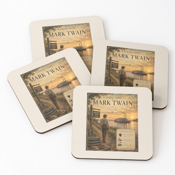 Item preview, Walking with Mark Twain Mississippi River Literary Art Print with Reading List designed and sold by Novel Works Studio.